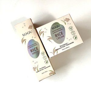 Bundle 2pc New Korean SOQU Moisturizing Brightening Rice Serum + Cream K-Beauty